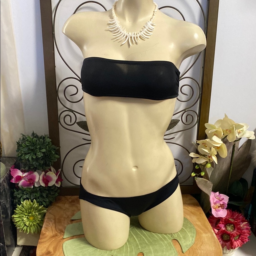 Black Strapless Hipster Bikini Set